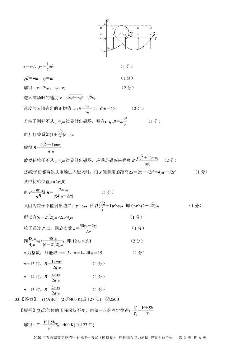 2020年普通高等学校招生全国统一考试（模拟卷）理科综合能力测试（新课标II卷） PDF版含答案02