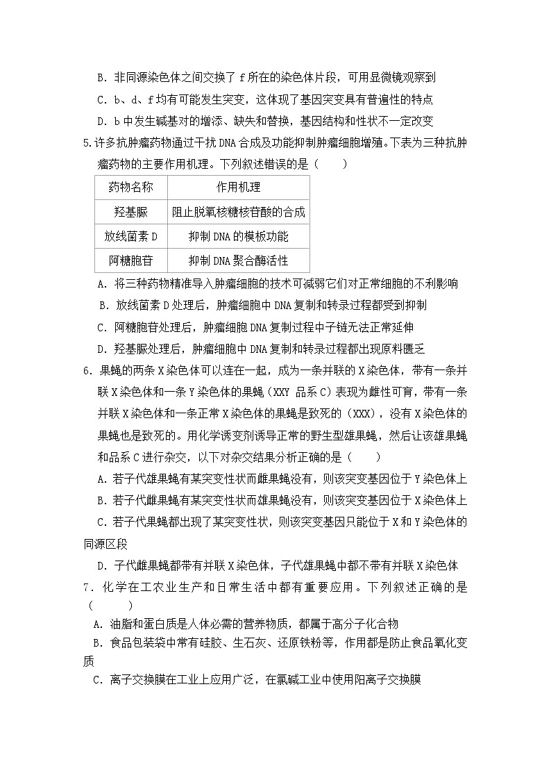 四川省眉山市仁寿第一中学校南校区2021-2022学年高三上学期入学考试理综试题（word有答案）第2页