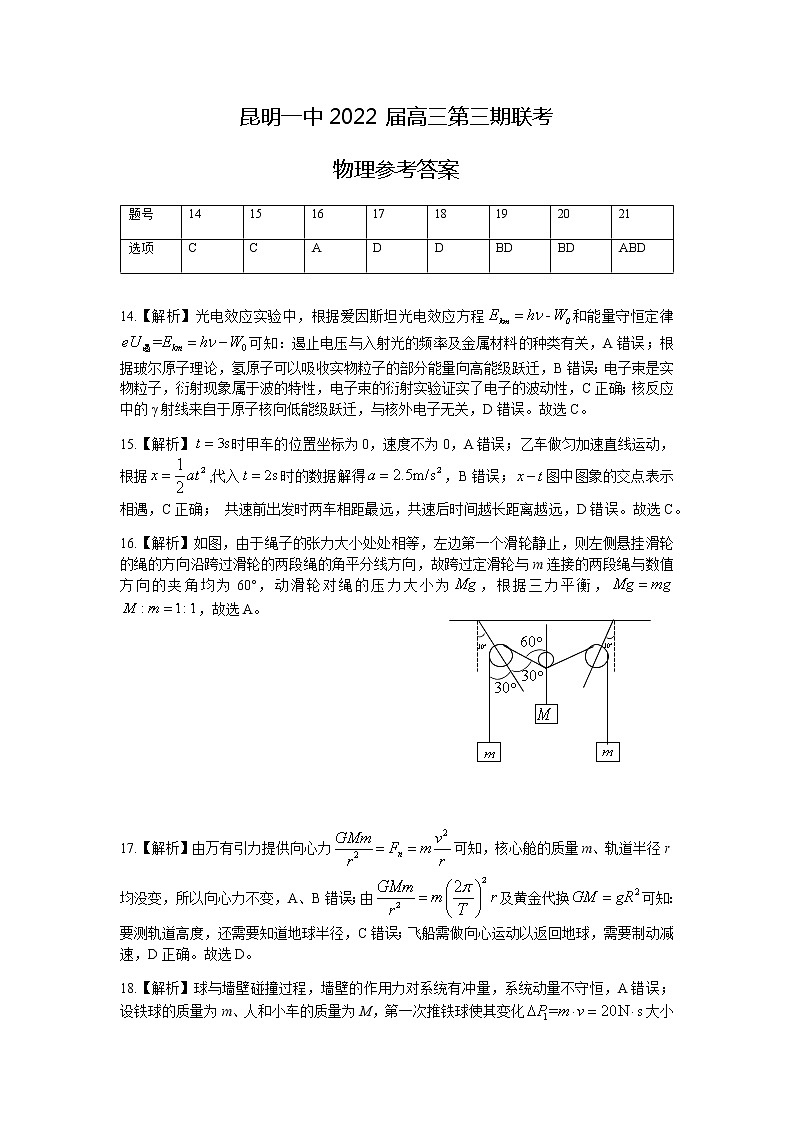 2022届云南省昆明市第一中学高三上学期第三次双基检测理科综合试题（PDF版含答案）01