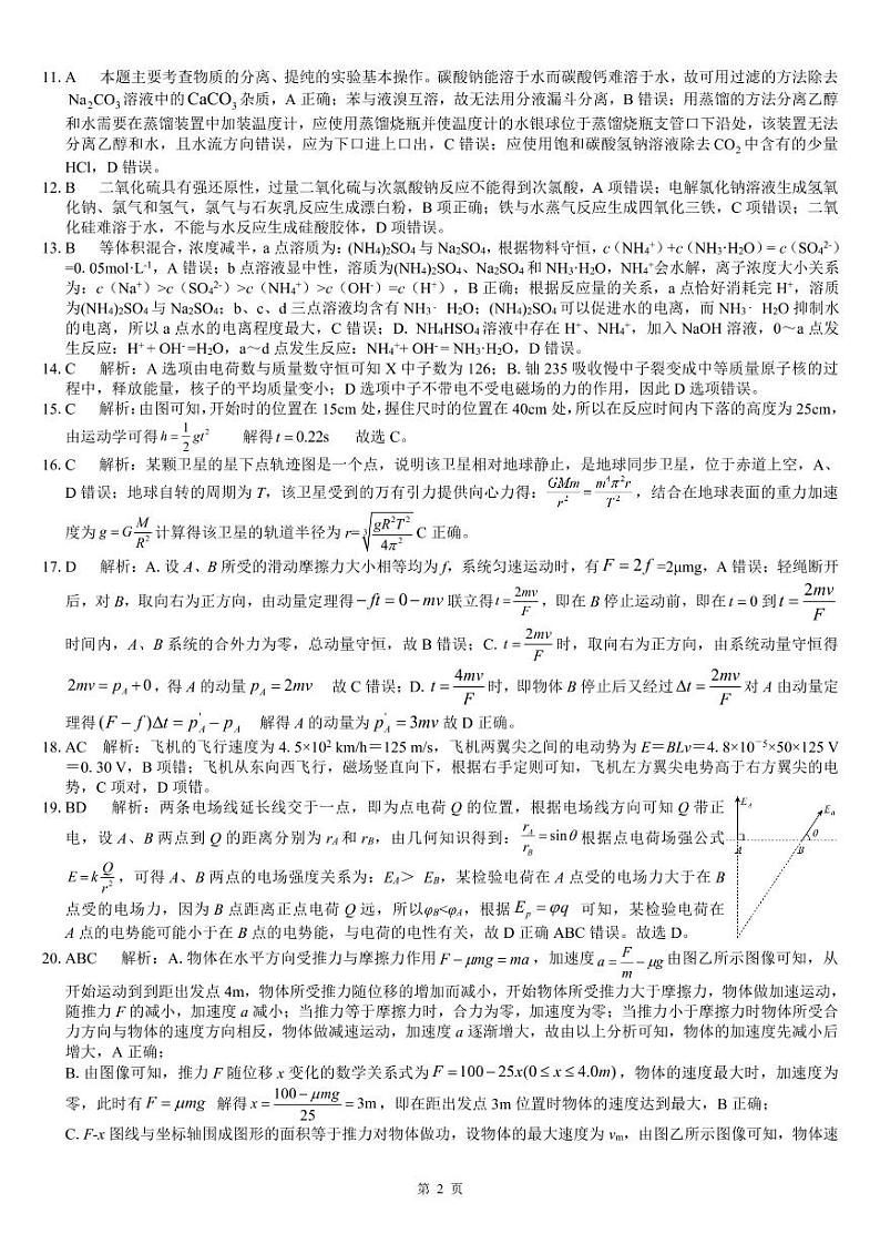 2022 届“韬智杯”高三大联考 理综答案第2页