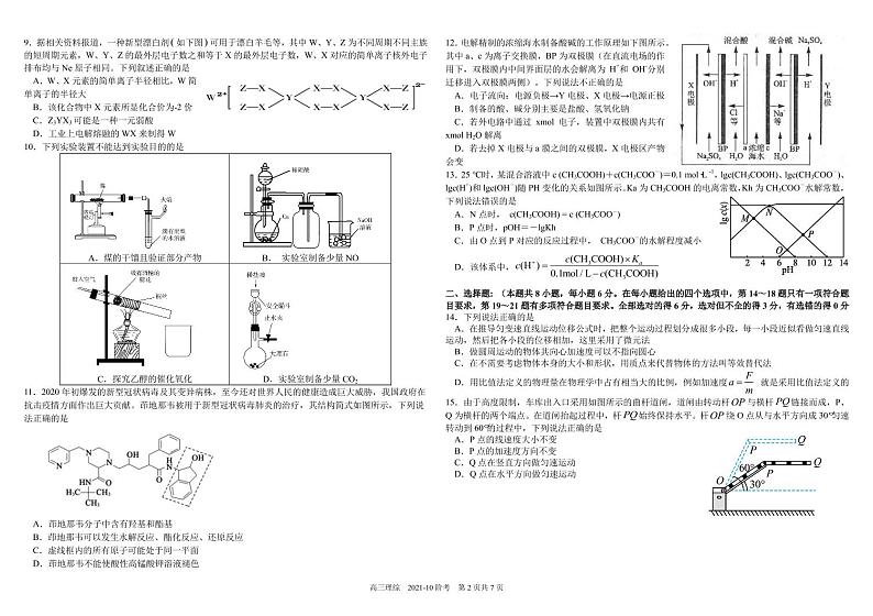 四川省成都市树德中学2022届高三上学期10月阶段性测试理综试题 PDF版含答案第2页