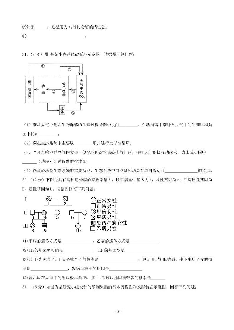 2020届四川省宜宾市第四中学高三一诊模拟理综试题（PDF版）03