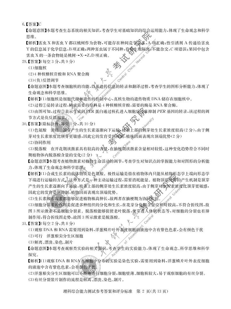 陕西省西工大附中2022届高三第三次模拟理综含答案扫描版 试卷02