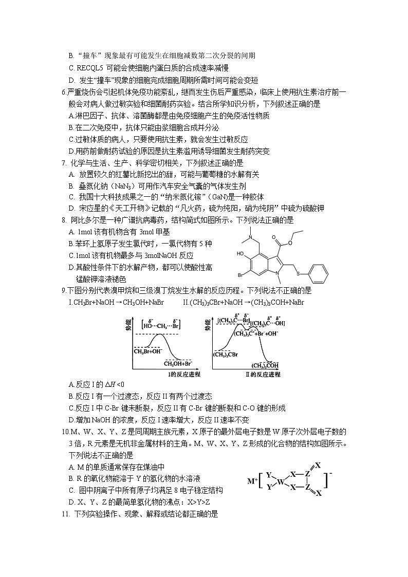 陕西省西安市西工大附中2022届高三上学期第四次适应性训练理综试题含答案第2页