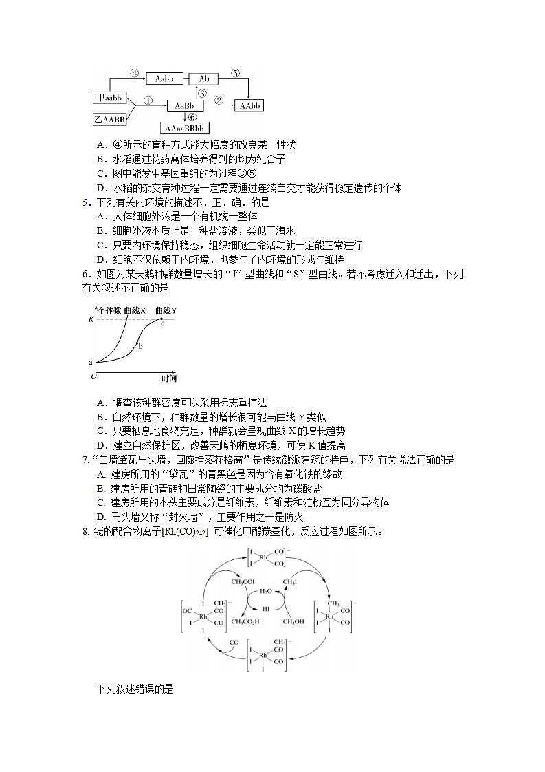 安徽省黄山市2021届高中毕业班第一次质量检测理综试题（word版，含答案）02