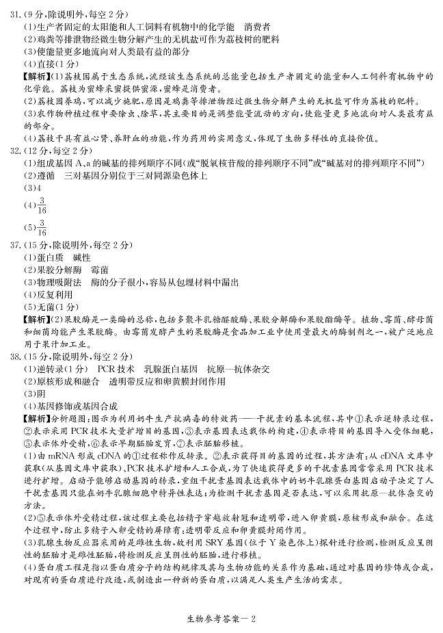 广西省玉林市、贵港市2022届高三上学期12月联合模拟考试理科综合PDF版含解析02
