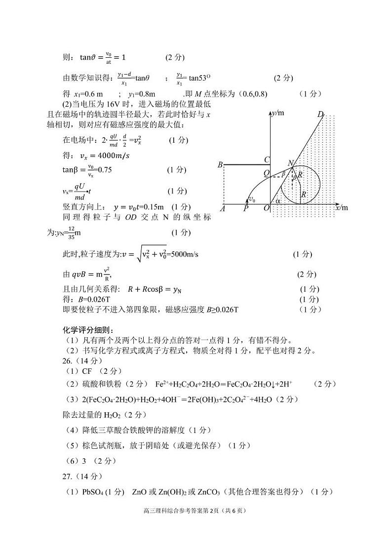 理科综合答案第2页