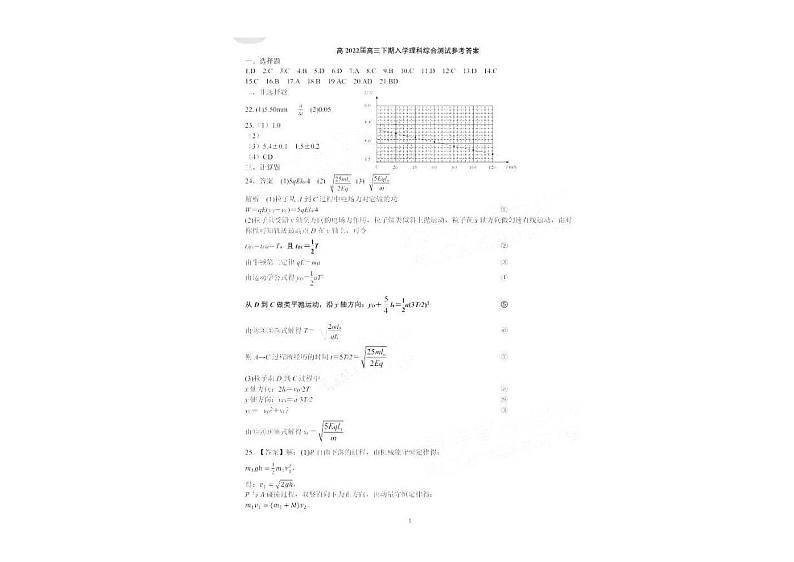 2022成都七中高三2月开学考理综答案第1页