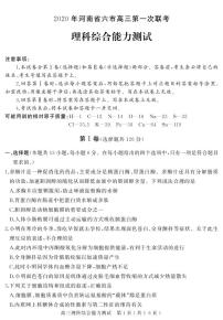 河南省六市（漯河）2020届高三第一次模拟调研试题（4月）理科综合试卷含答案