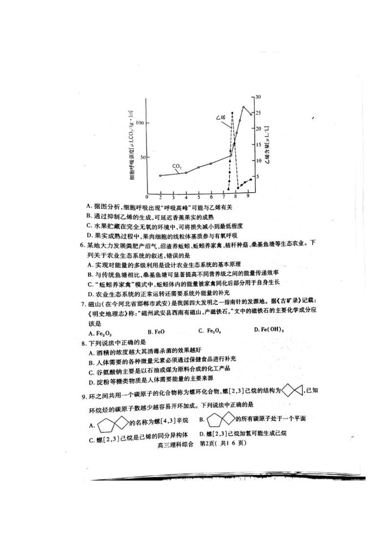 河南省平顶山2020届高三下学期第二次三市联考（二模）理科综合试题含答案第2页