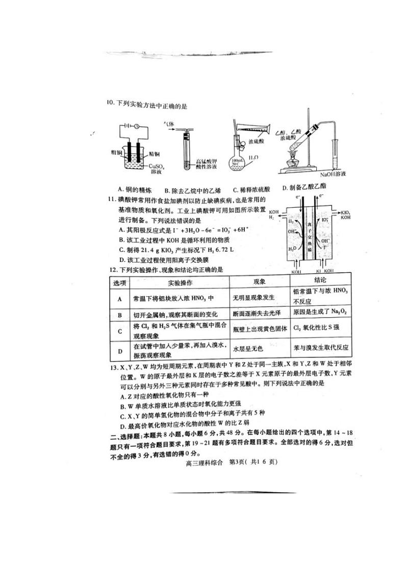河南省平顶山2020届高三下学期第二次三市联考（二模）理科综合试题含答案第3页