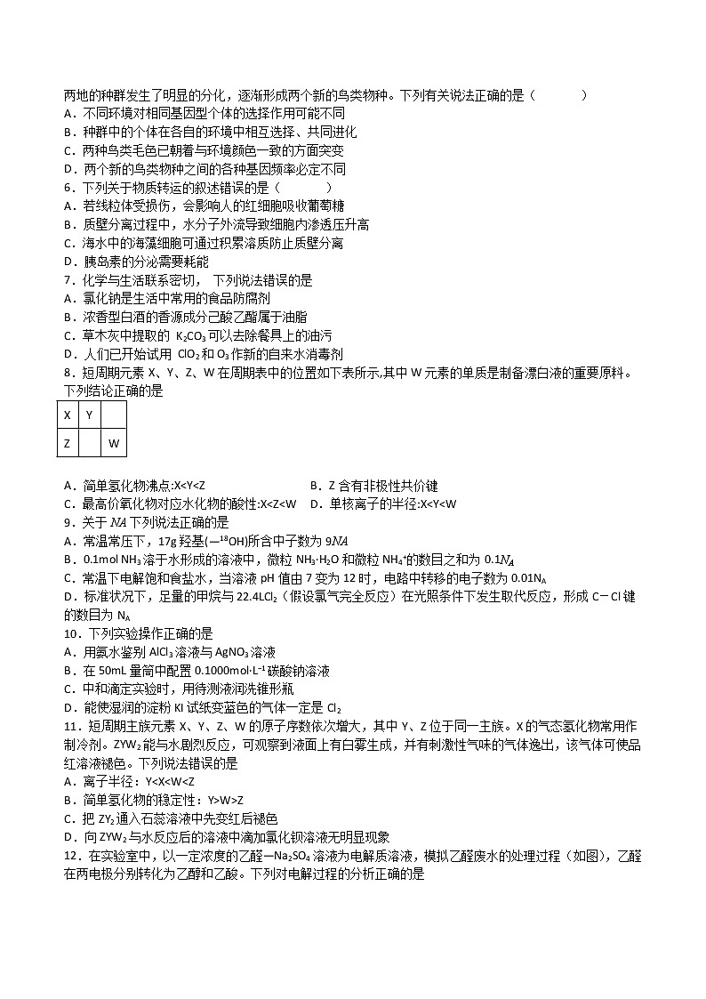 2022届四川省宜宾市第四中学高三下学期二诊模拟考试理综试题第2页
