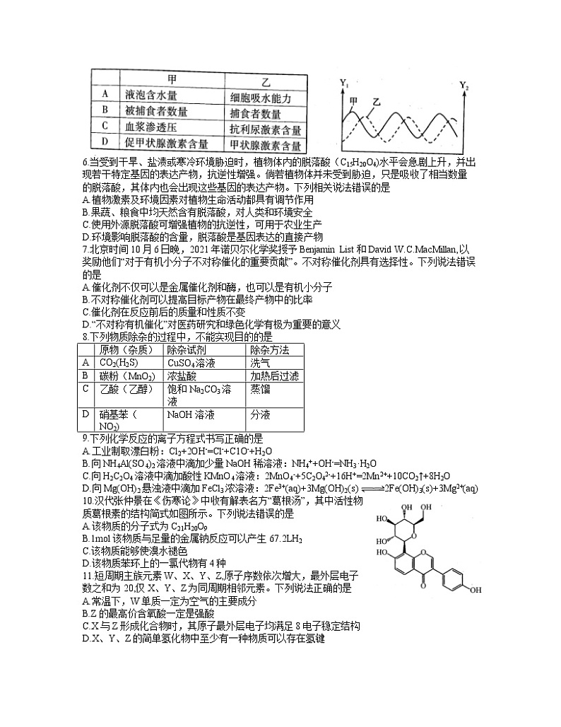 安徽省江南十校2022届高三下学期3月一模联考理科综合无答案第2页