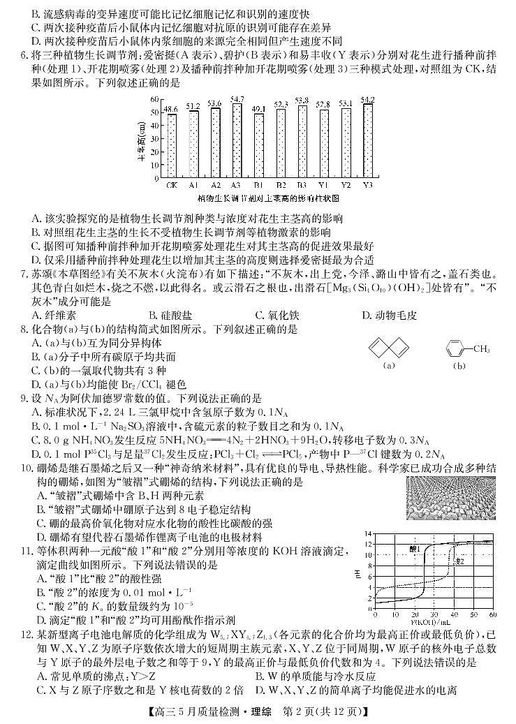 2020届河南省九师联盟高三5月质量检测理综试题 PDF版02