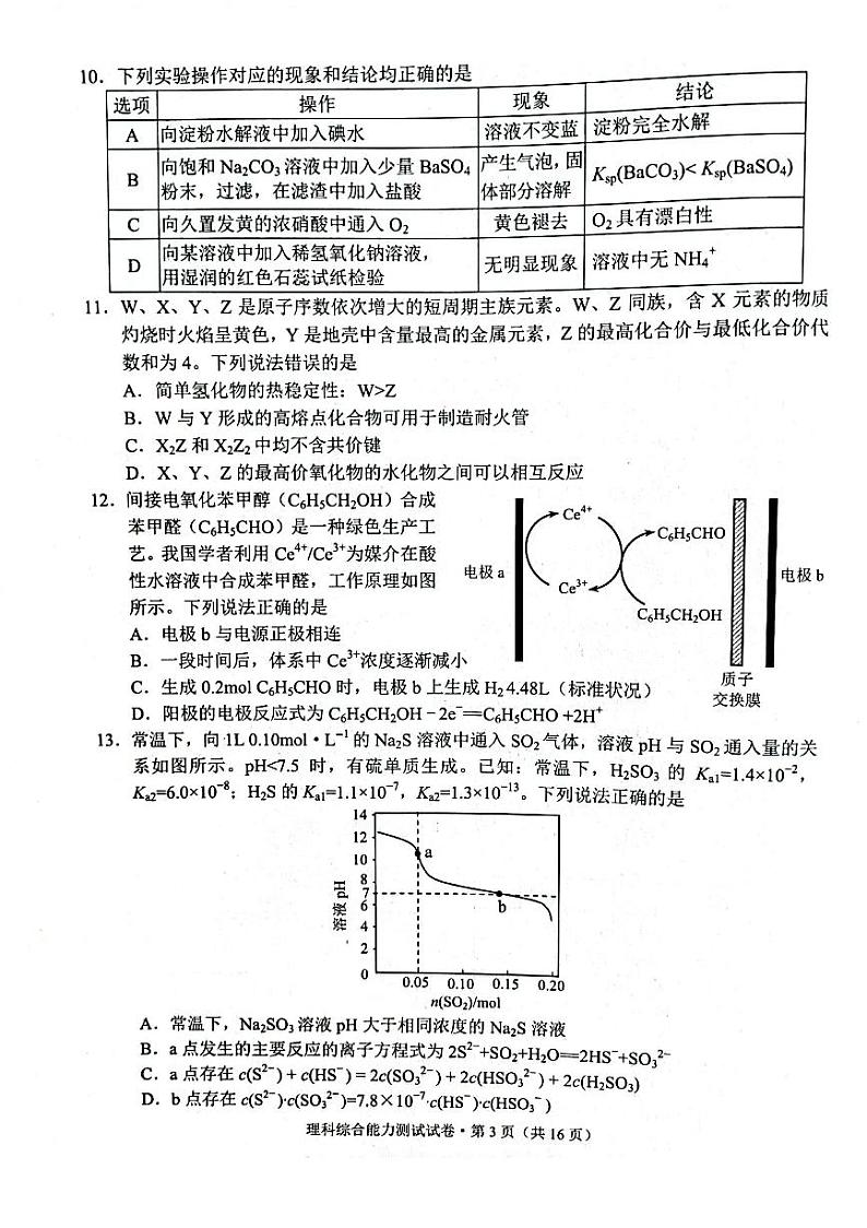 2022届云南省昆明市”三诊一模“高三复习教学质量检测（二模）理科综合试题无答案03