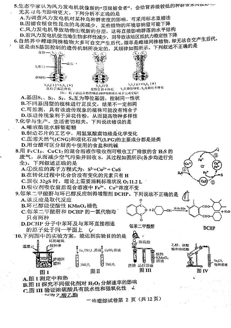 2021年四川达州高三二模理综试卷及解析02