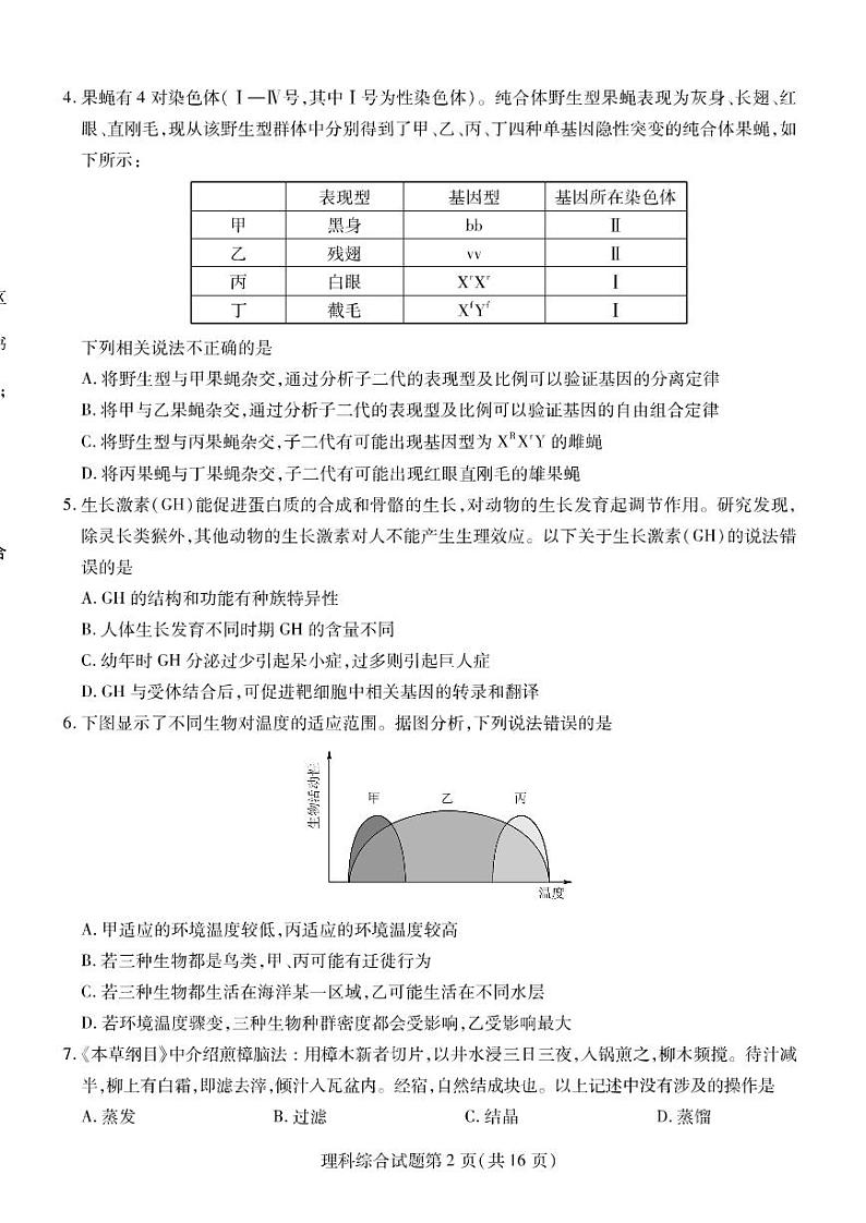 2022届东北三省三校（哈尔滨师大附中、东北师大附中、辽宁省实验中学）高三第二次联合模拟考试理科综合试题无答案02
