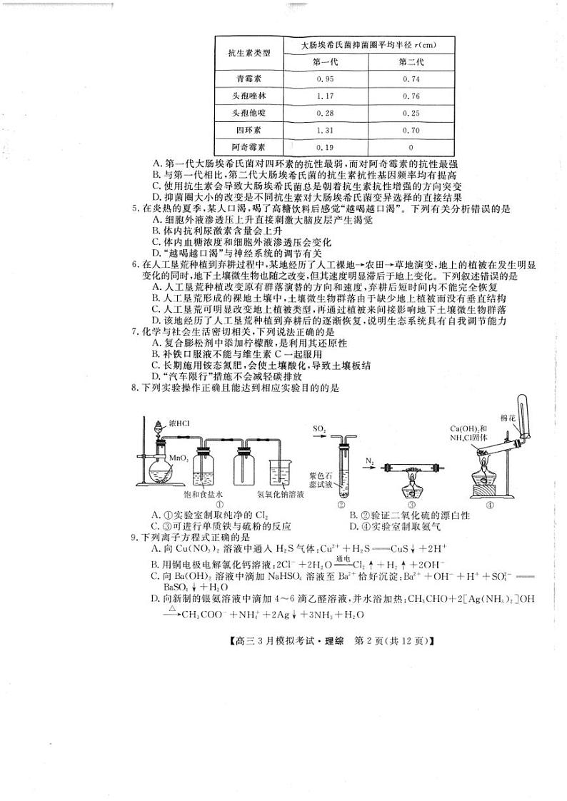2022届内蒙古赤峰市红山区高三3月模拟理科综合试题（PDF版）02