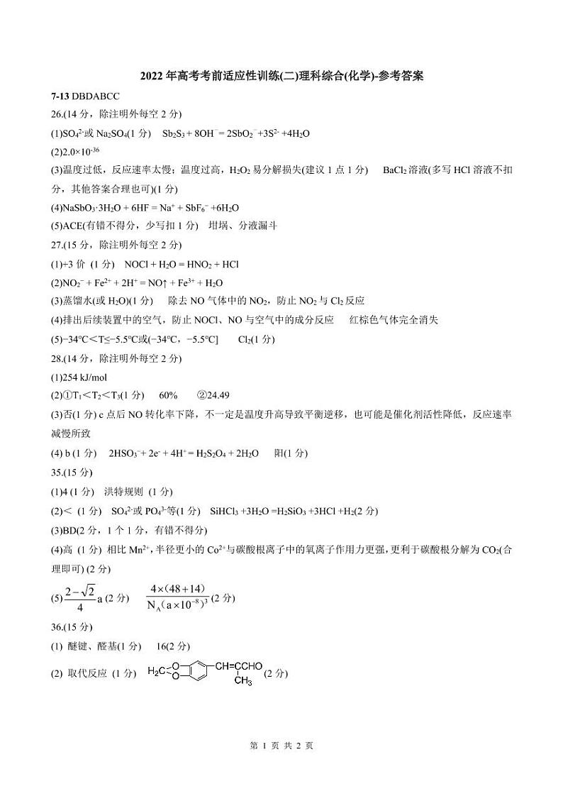 2022临汾高三下学期高考考前适应性训练考试（二）（二模）理综试题无答案01