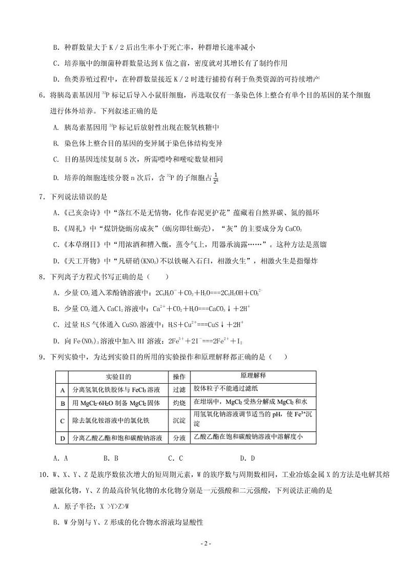 2019届江西省南昌市八一中学高三三模考试理科综合试题（PDF版）02