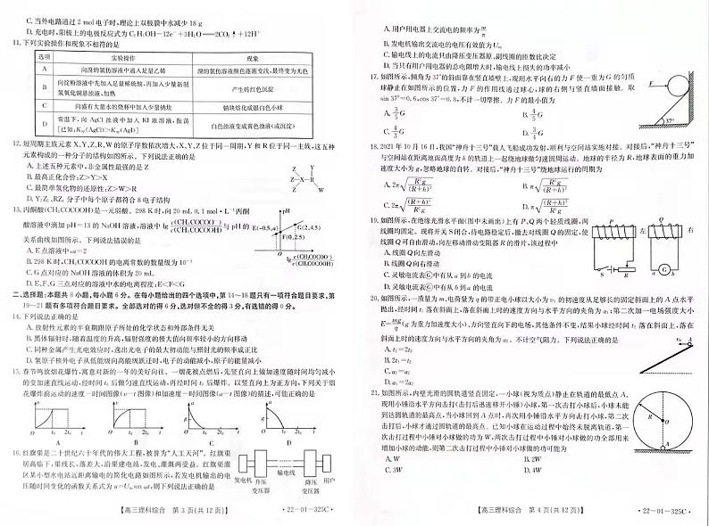 2022届吉林省白山市高三一模理综卷+答案 PDF版02