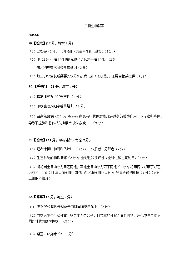 2021届江西省萍乡市高三下学期4月第二次模拟考试（二模）理综试题 PDF版01