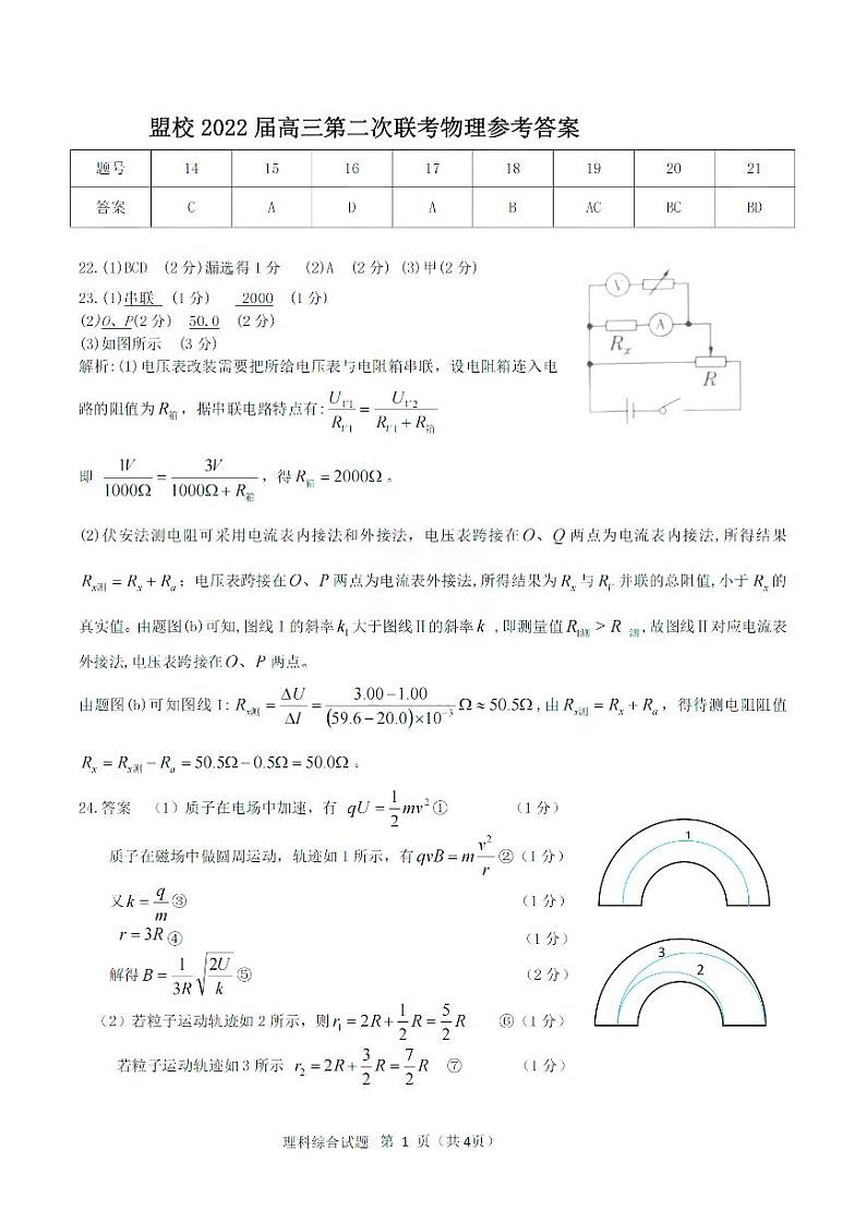 2022江西省重点中学盟校高三5月第二次联考理综试卷含答案01