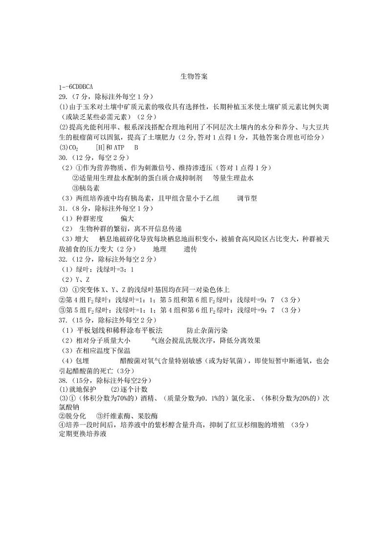 2022届江西省萍乡市高三二模考试理综试题PDF版含答案01