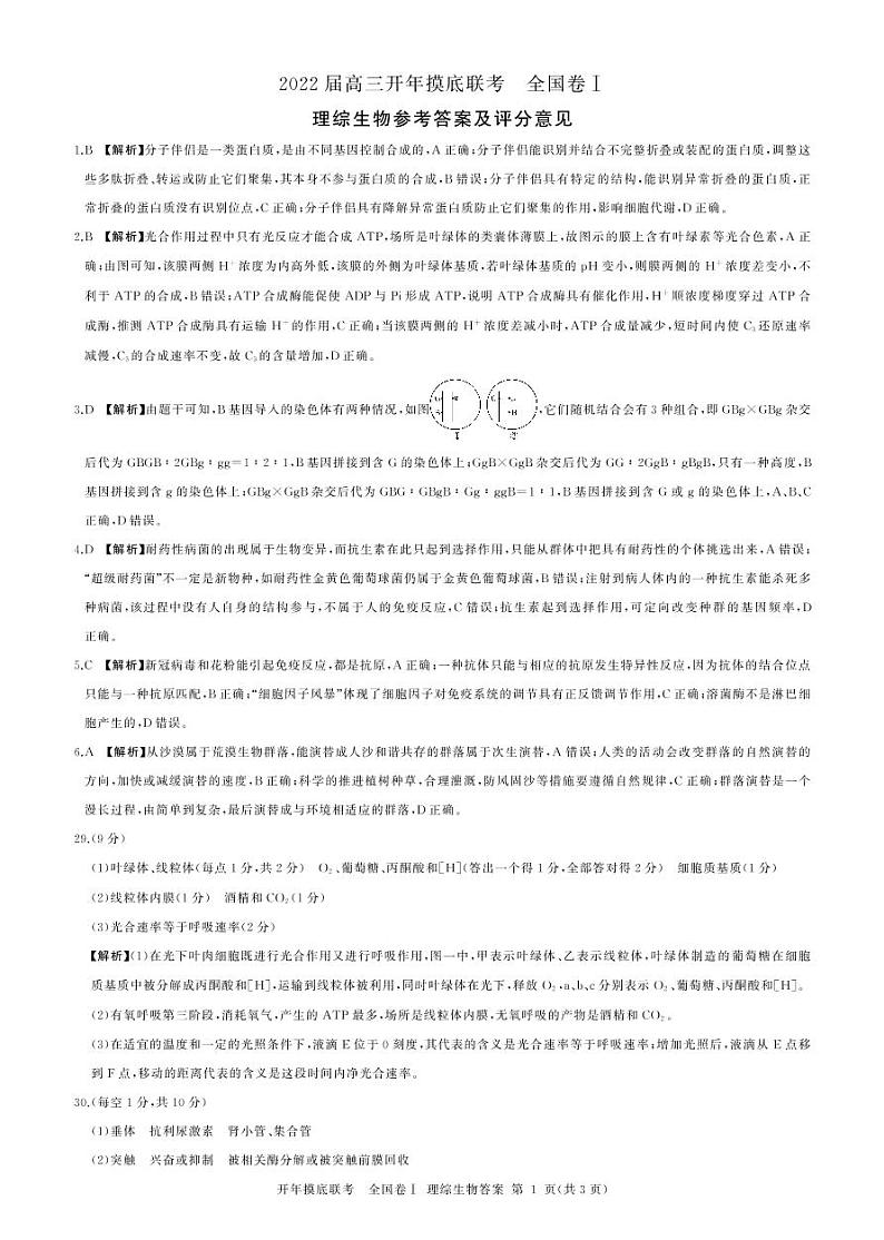 2022届黑龙江省哈尔滨市哈尔滨师范大学附属中学高三下学期开学考试理科综合PDF版含答案练习题01