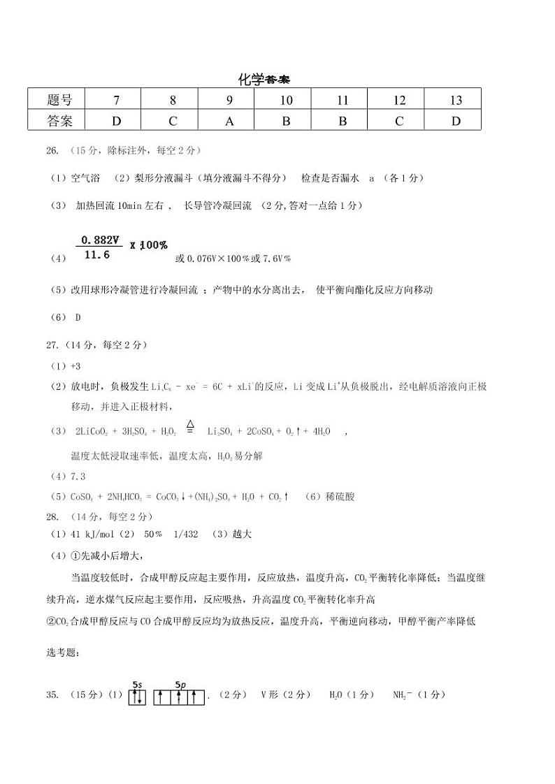 5月冲刺高考化学答案第1页