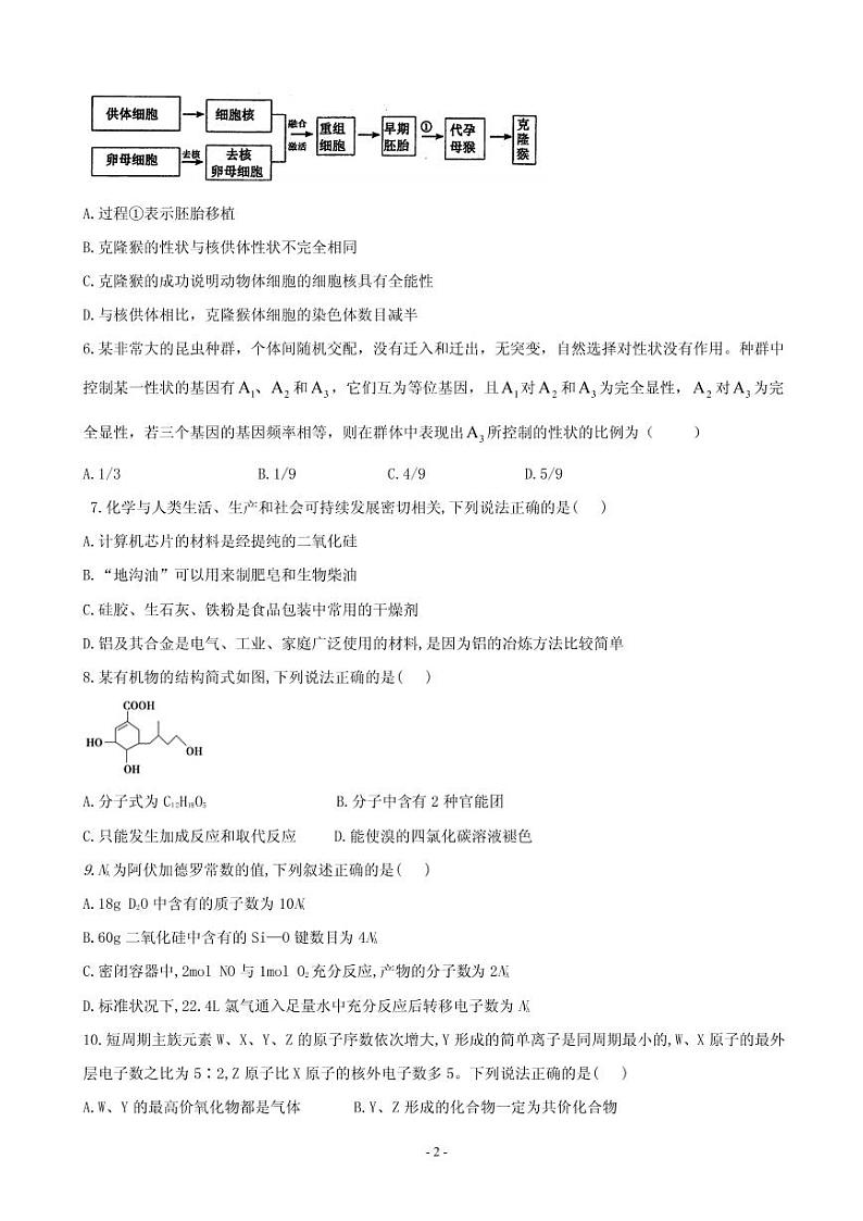 2019届四川省泸州市泸县第一中学高三高考适应性考试理科综合试题（PDF版）02