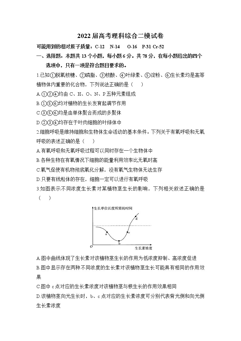 2022届高考理科综合二模拟试卷（含答案）） (2)第1页