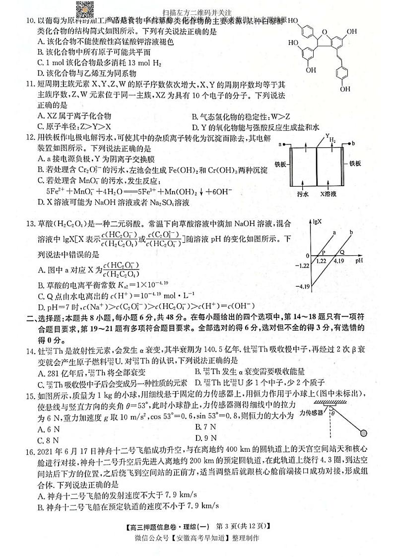 22届联盟押题信息卷（老高考） 理综试题03