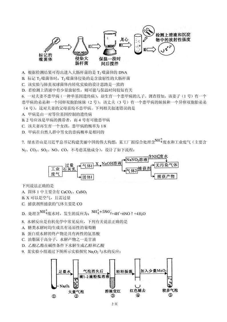 2019届安徽省皖江名校联盟高三开年摸底大联考理科综合试卷(PDF版)02