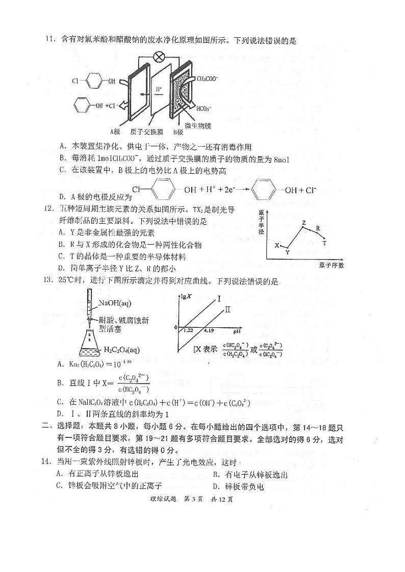 2020届广东省惠州市高三上学期第三次调研考试理综试题 PDF版第3页