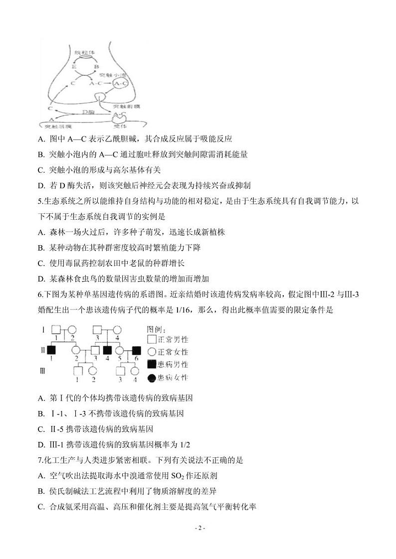2020届安徽省滁州市定远县重点中学高三5月模拟理科综合试题（PDF版）02