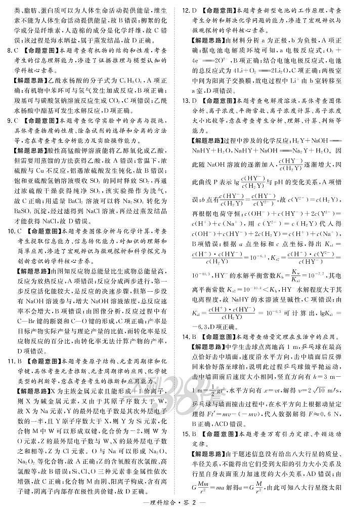 2021“超级全能生”高三全国卷地区5月联考试题（甲卷）理科综合PDF版含解析02