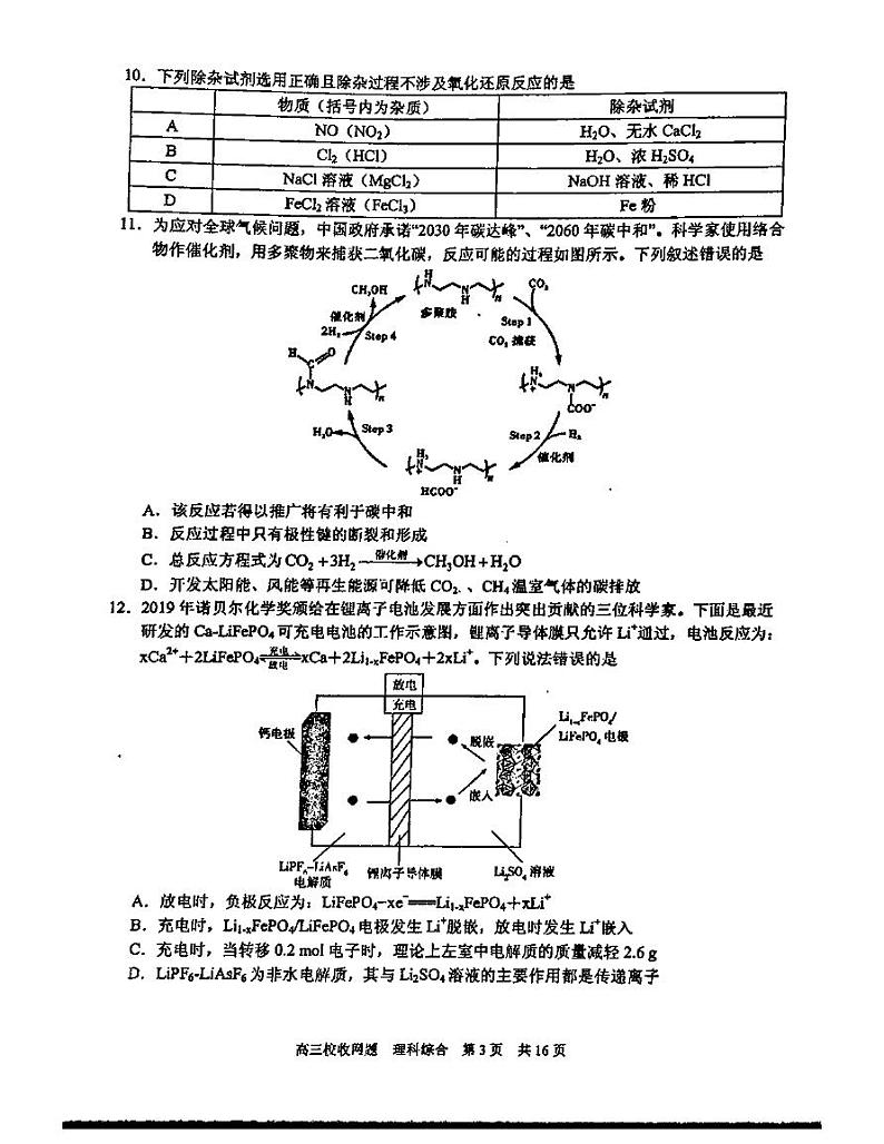 2021南宁三中高三下学期6月收网考理综试题扫描版含答案03
