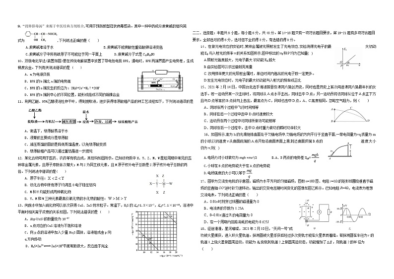 2021届山西省晋中市新一双语学校高考模拟理科综合试题第2页