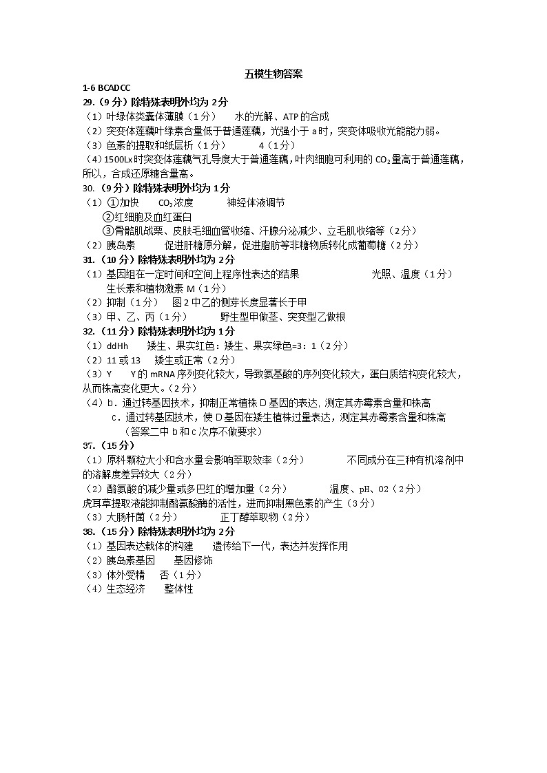 2021省哈尔滨九中高三下学期第五次模拟考试理综PDF版含答案01