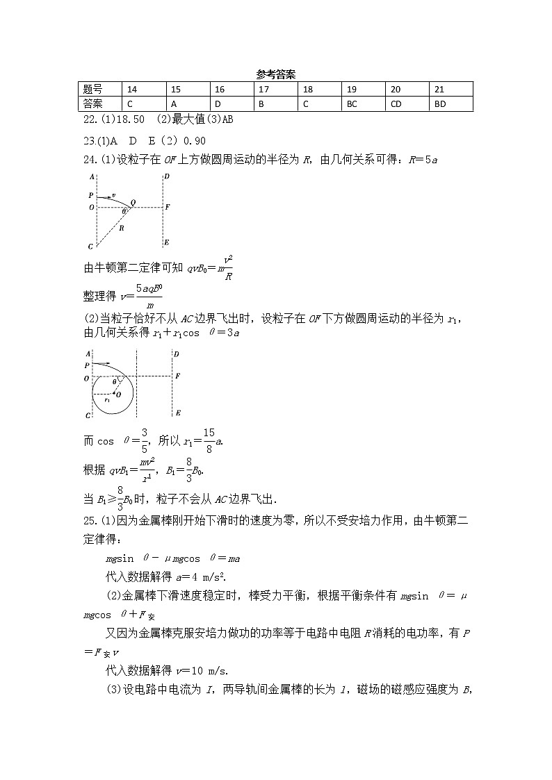 2021金昌一中高三下学期高考一模考试理科综合试题PDF版含答案01