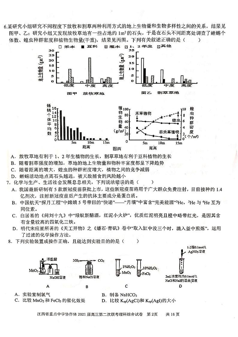 2021江西省重点中学协作体高三下学期5月第二次联考理综试题PDF版含答案02
