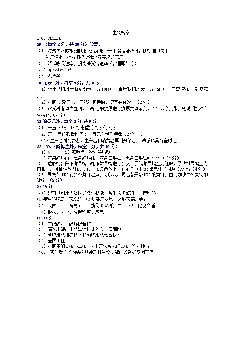 黑龙江省实验中学三模理综答案第1页