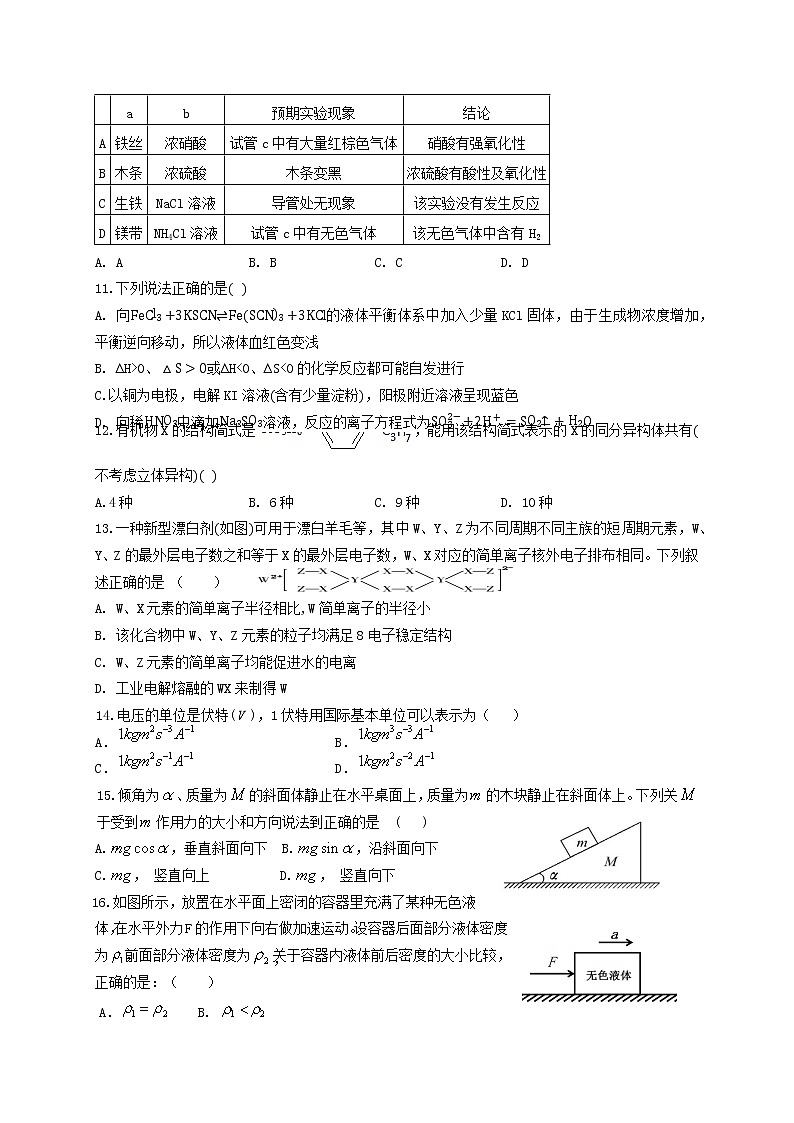 2021宝鸡渭滨区高三下学期高考适应性训练（一）理科综合试题含答案03