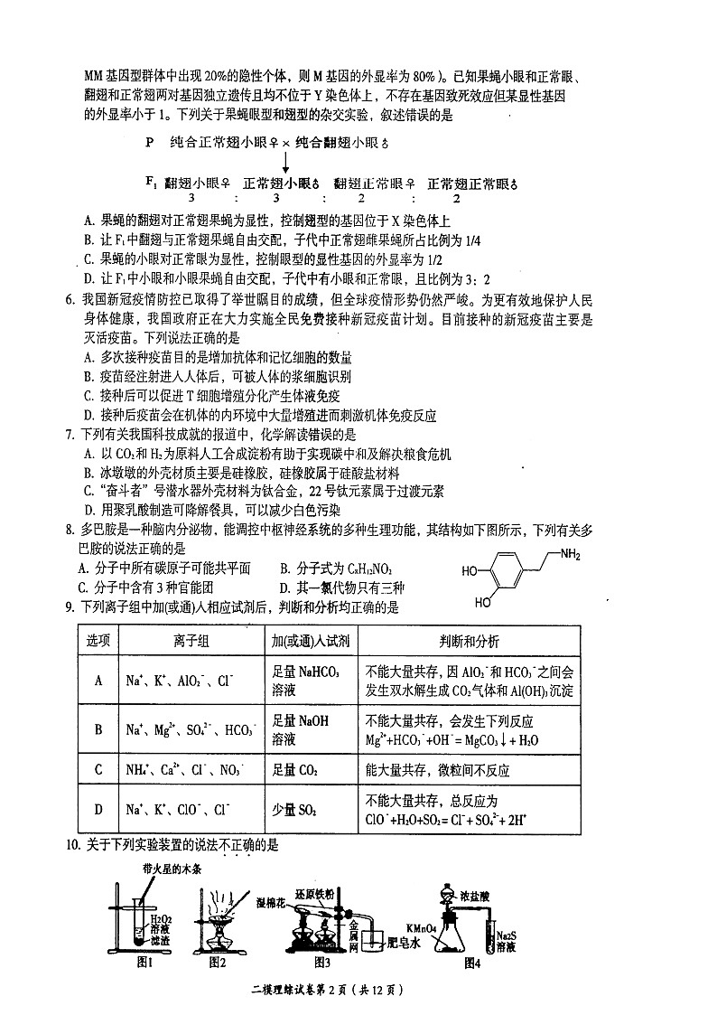 2022届江西省萍乡市高三第二次质量检测理科综合试题（含答案）02