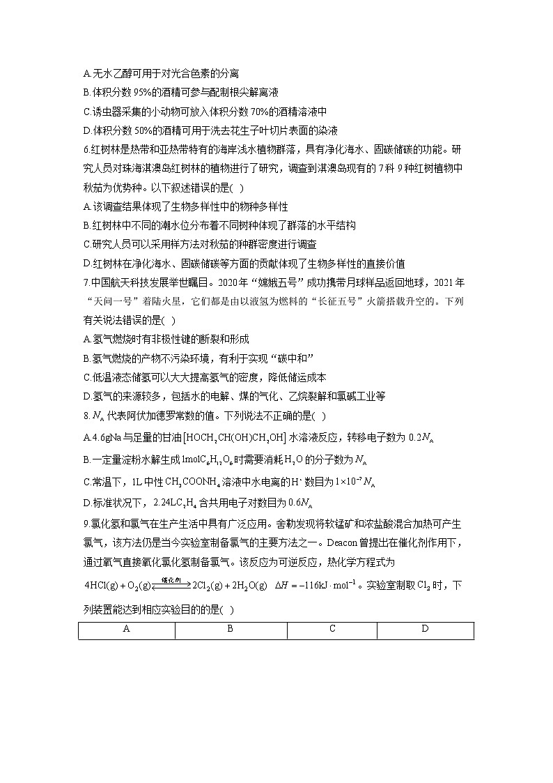 2022届高考理科综合考前冲刺卷    全国甲卷第2页