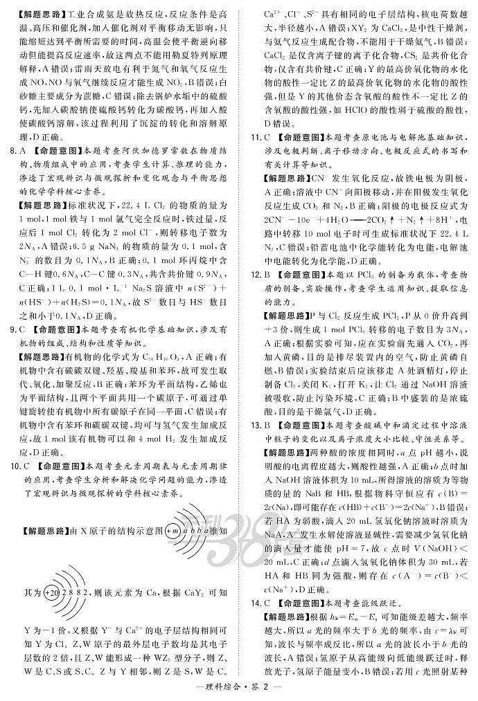 2021“超级全能生”高三全国卷地区1月联考试题（丙卷）理科综合PDF版含解析02