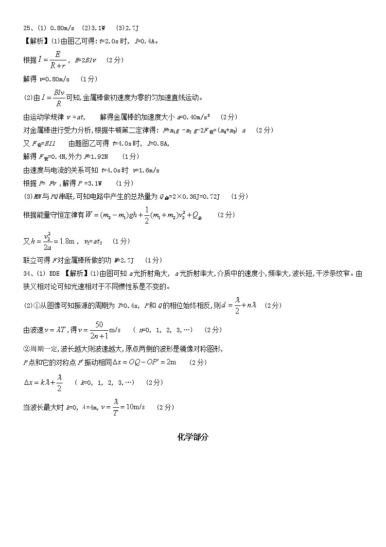 四川省内江市第六中学2020届高三强化训练（一）理科综合答案第2页