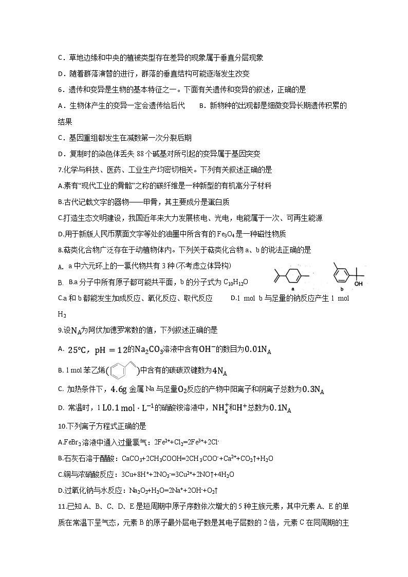 2020泸县四中高三下学期第四次学月考试理科综合试题含答案第2页