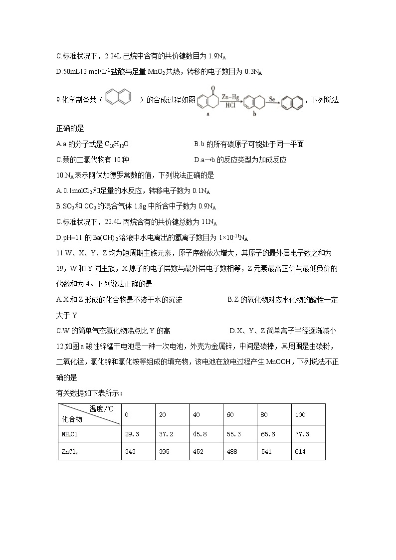 2020四川省棠湖中学高三下学期第四学月考试理科综合试题含答案03